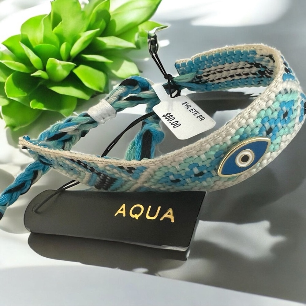 Aqua Evil Eye Pendant Bracelet, NWT